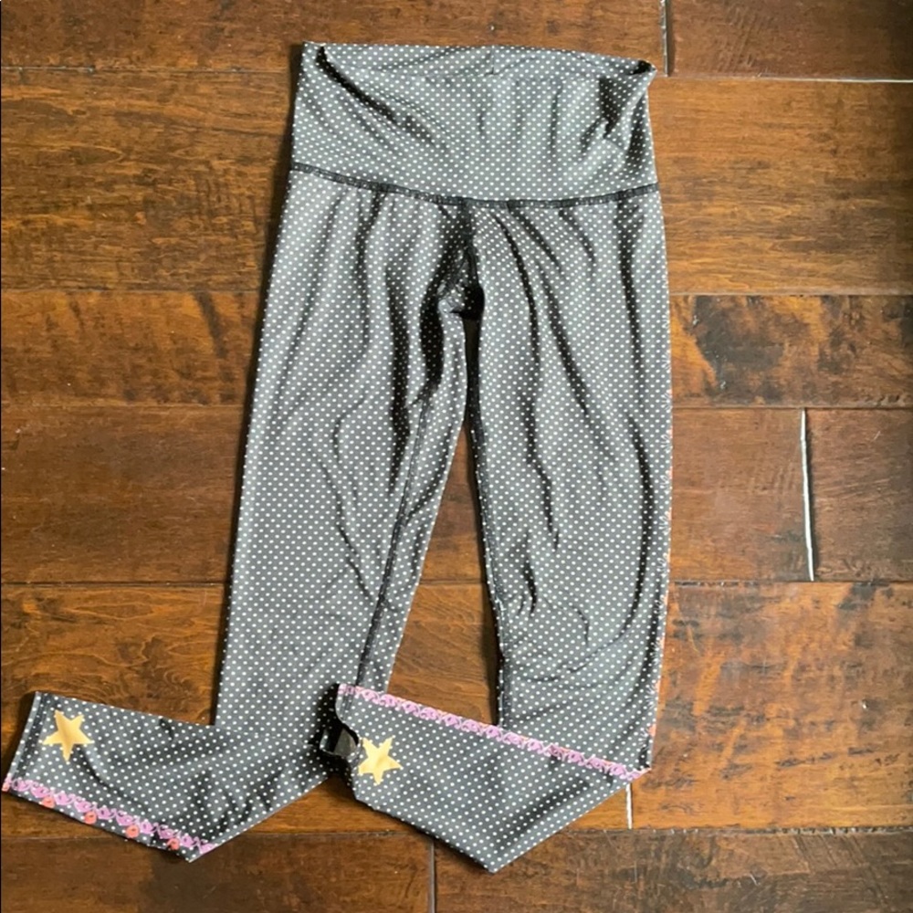 Black polka dot Teeki yoga leggings